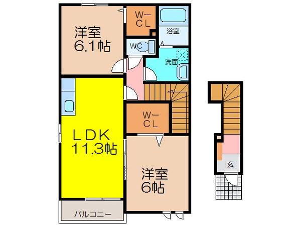 ヒルズ諸富Ⅱの物件間取画像